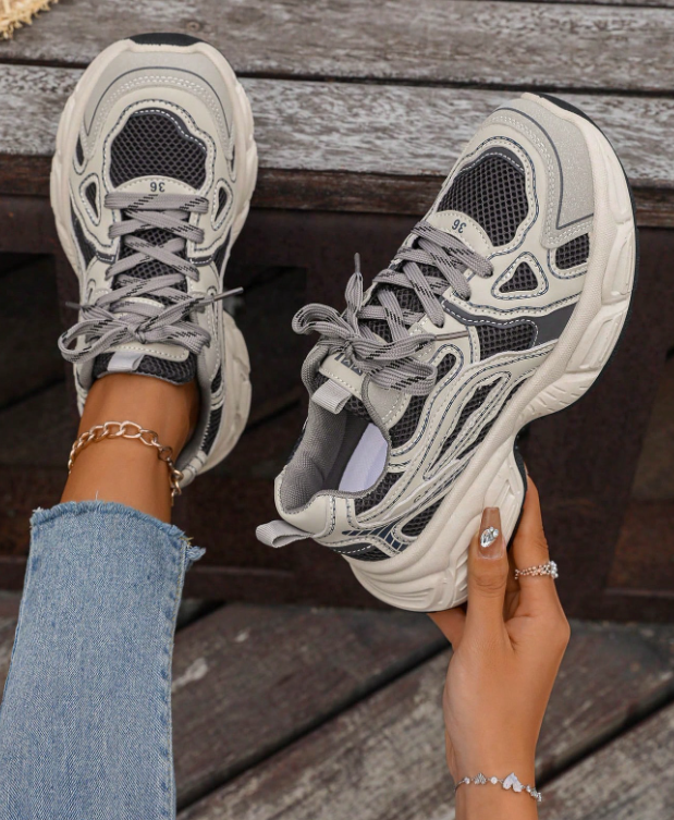 2025 Autumn 2024 Spring/Summer New Soft Leather Thick Sole Chunky Chunky Sneakers