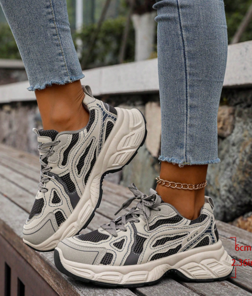 2025 Autumn 2024 Spring/Summer New Soft Leather Thick Sole Chunky Chunky Sneakers