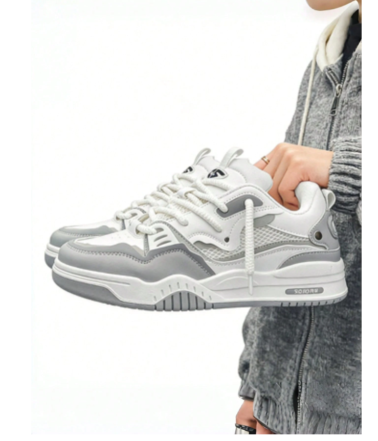 Two-Tone Chunky Sneakers Men's Comfy Non-Slip Lace-Up Casual Shoes